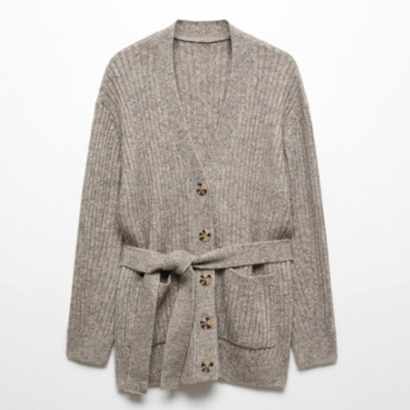 Mango Sweaters - Mango Buttoned Ribbed Cardigan